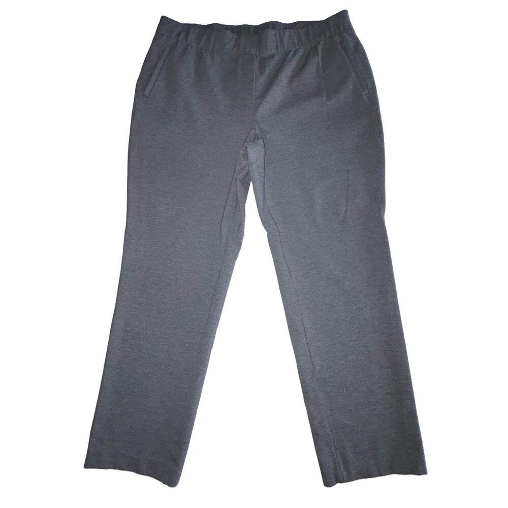 J Jill Women’s Ponte Slim-Leg Pants Gray Pull-On Stretch Size Large Pockets